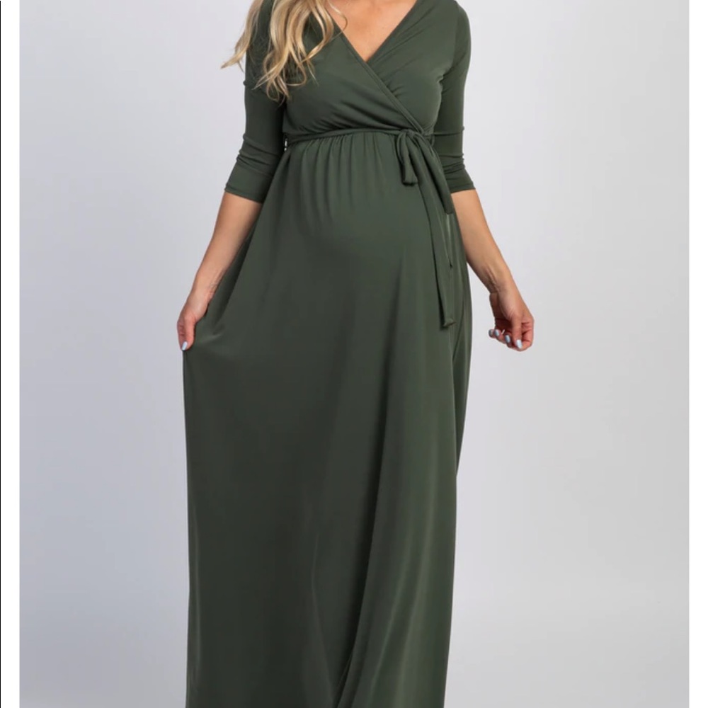 NWT pinkblush olive maternity wrap dress